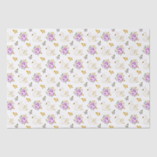 Schwan Lila und Gold Florale Rosen Seidenpapier