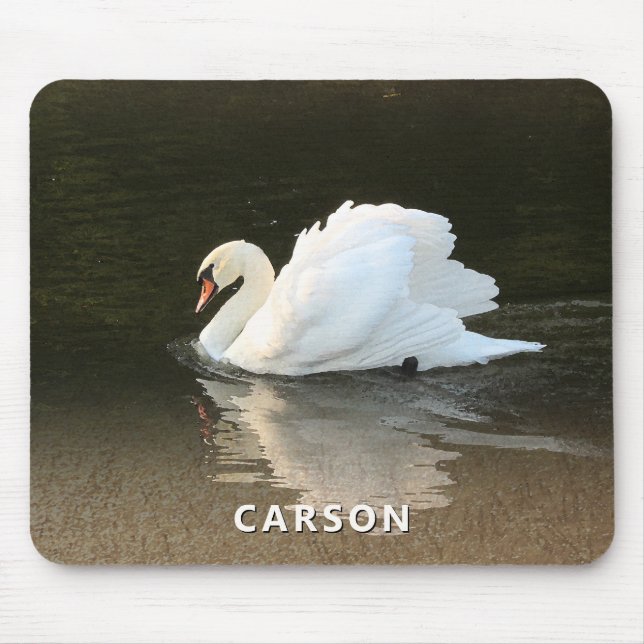 Schwan mit Spiegelung auf Wasser-Mauspad Mousepad (Vorne)