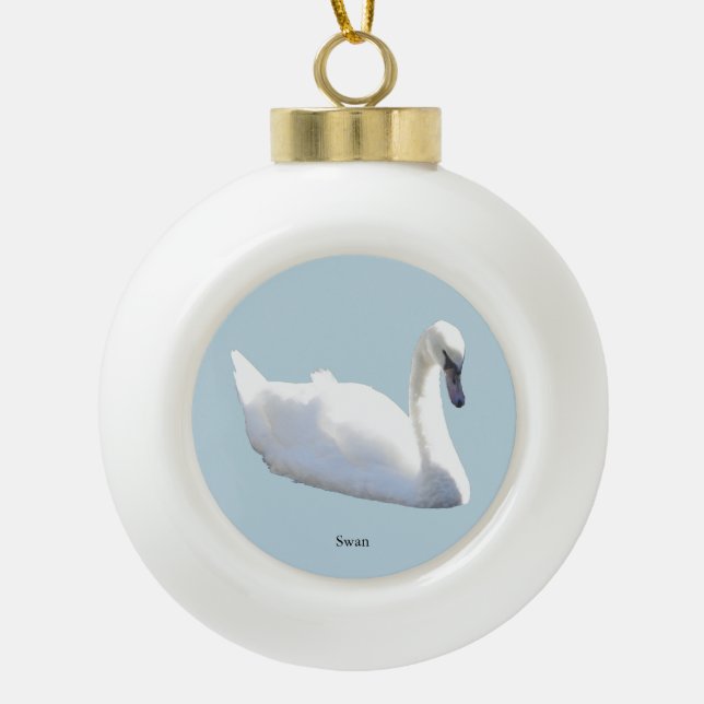 Schwan-Ornament Keramik Kugel-Ornament (Vorderseite)