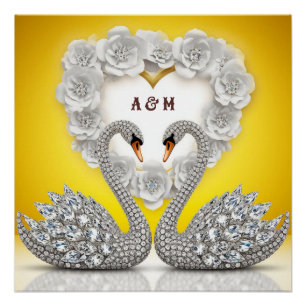 Schwan-Paar Diamond Crystal Romantische Warme Szen Poster