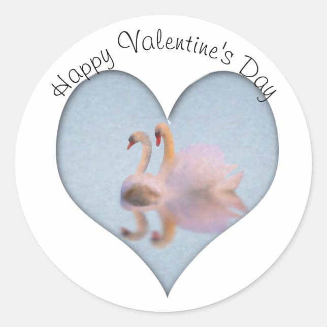 Schwan-Paar Lebenspartner Valentinstag  Runder Aufkleber (Vorderseite)