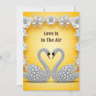 Schwan-Paar mit Diamantkristallen - Romantische Wa Save The Date