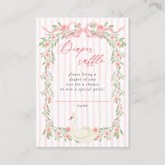 Schwan Pink Bow Floral Baby Dusche Windelwanne Win Begleitkarte (Vorderseite)