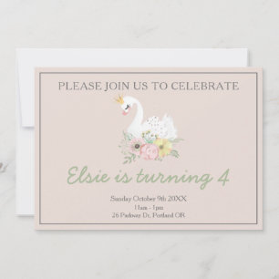 Schwan Prinzessin niedlich rosa Geburtstag Einladung