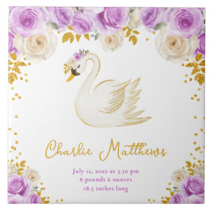 Schwan Purpur und Gold Rosen Geburtsstatistik Fliese