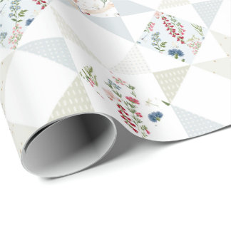 Schwan-Quilt-Blöcke Florale Babyblau Salbeigrüne P Geschenkpapier