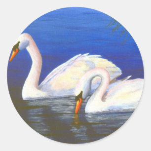 Schwan-Reflexions-Aufkleber Runder Aufkleber
