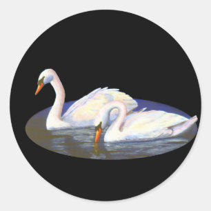 Schwan-Reflexions-Aufkleber Runder Aufkleber