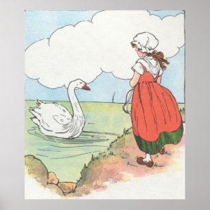 Schwan, Schwan, über das Meer. Schwimmen, Schwan,  Poster