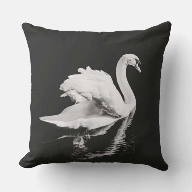 Schwan schwarz und weiß kissen (Vorderseite)