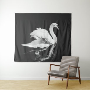Schwan schwarz und weiß wandteppich