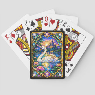Schwan-Spielkarten mit Buntglas-Optik Spielkarten