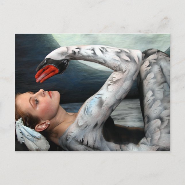 Schwan swan leda postcard postkarte bodypainting b (Vorderseite)