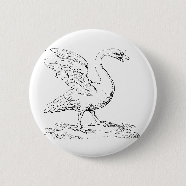 Schwan Symbol für Liebe und Treue Kunst Button (Vorderseite)