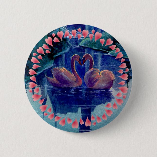 SCHWAN u. HERZ-KRANZ durch SHARON SHARPE Button (Vorderseite)