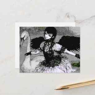 Schwan und Ballerina Schwarz und Weiß Postkarte