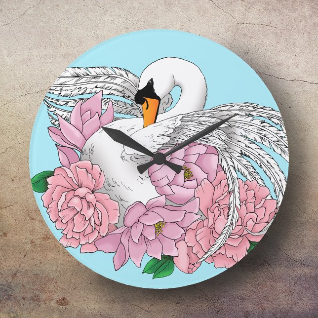 Schwan und Blume Große Wanduhr (Von Creator hochgeladen)