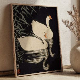 Schwan und Schilf Ohara Koson Japanischer Holzschn Poster