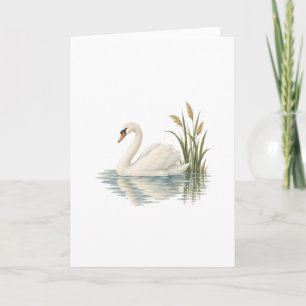 Schwan unter Teichrohr Karte