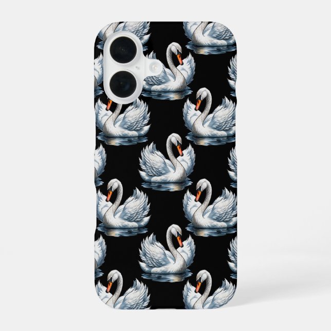 Schwan-Vögel Muster Design  iPhone 16 Hülle (Rückseite)