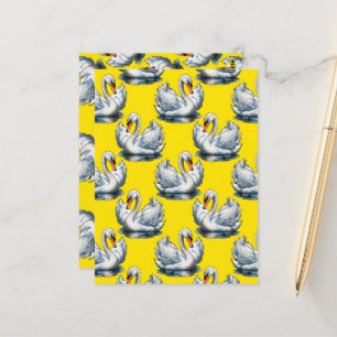 Schwan-Vögel Musterdesign auf Gelb Postkarte