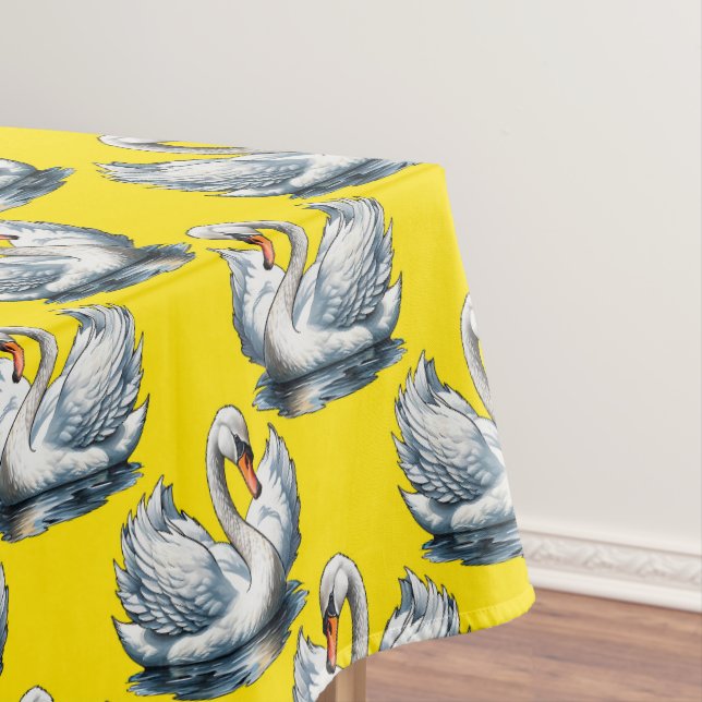 Schwan-Vögel Musterdesign auf Gelb  Tischdecke (Beispiel)