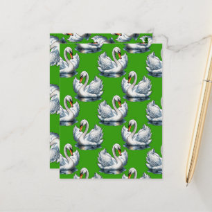 Schwan-Vögel Musterdesign auf Grün Postkarte
