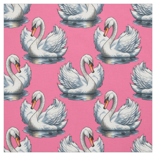 Schwan-Vögel Musterdesign auf Rosa Stoff (Muster)