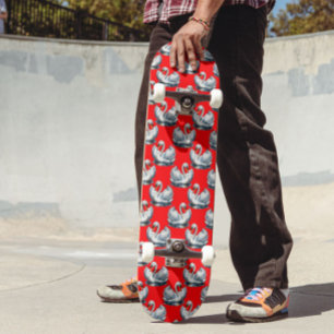 Schwan-Vögel Musterdesign auf Rot Skateboard