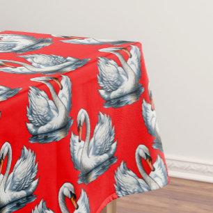 Schwan-Vögel Musterdesign auf Rot Tischdecke