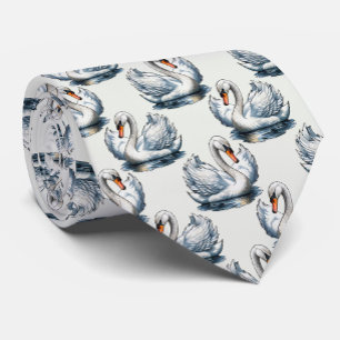 Schwan-Vögel Musterdesign auf Weiß Krawatte