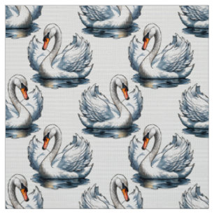 Schwan-Vögel Musterdesign auf Weiß Stoff