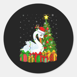 Schwan Vogel Weihnachten Feiertag Weihnachtsmann S Runder Aufkleber