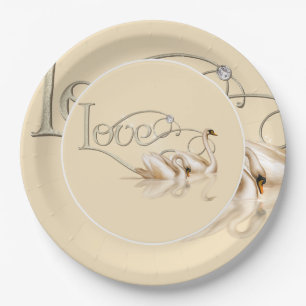 Schwäne aus Papierplatten und Lieben Pappteller