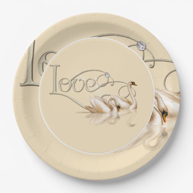 Schwäne aus Papierplatten und Lieben Pappteller (Vorderseite)