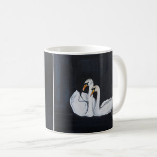 Schwäne bei Nacht Gemälde von Alfred Fox Kaffeetasse