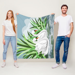 Schwäne im Wasser Fleecedecke