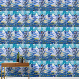 Schwäne in der Sunrise-Kunst von Kindern Tapete