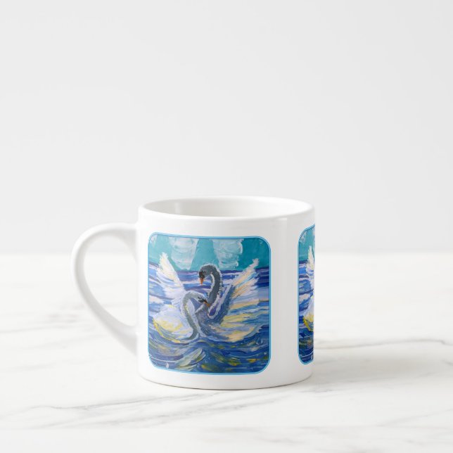 Schwäne "Kunst von Kindern" Espressotasse (Links)