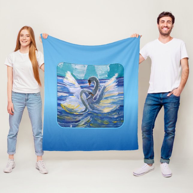 Schwäne "Kunst von Kindern" Fleecedecke (Beispiel)