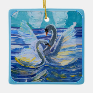 Schwäne "Kunst von Kindern" Keramikornament