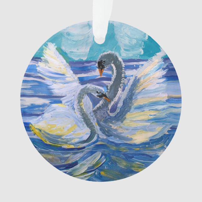 Schwäne "Kunst von Kindern" Ornament (Vorderseite)