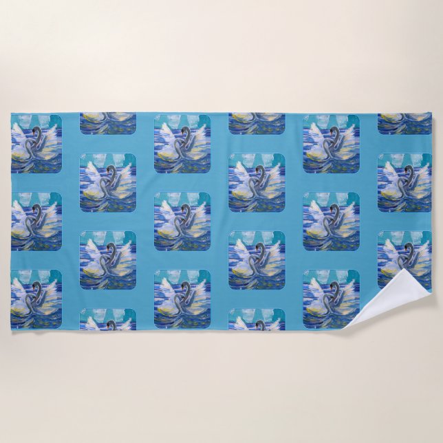 Schwäne "Kunst von Kindern" Strandtuch (Vorderseite)