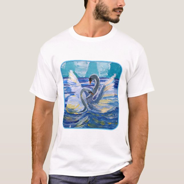 Schwäne "Kunst von Kindern" T-Shirt (Vorderseite)