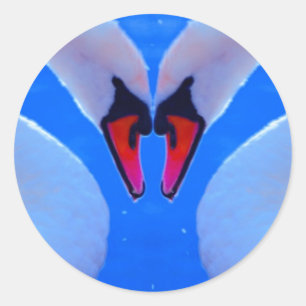 Schwäne Liebe, romantisches Herz gestapelt Necks Runder Aufkleber