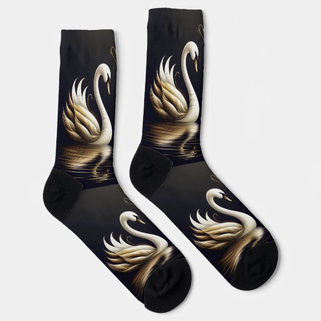 Schwäne mit goldenem Herzen Socken (Rechts)