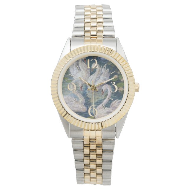 Schwäne schwimmen armbanduhr (Vorderseite)