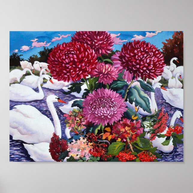 Schwäne und Chrysanthemen 2005 Poster (Vorne)