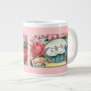 Schwäne und Rosen Vintage Viktorianisch Jumbo-Tasse