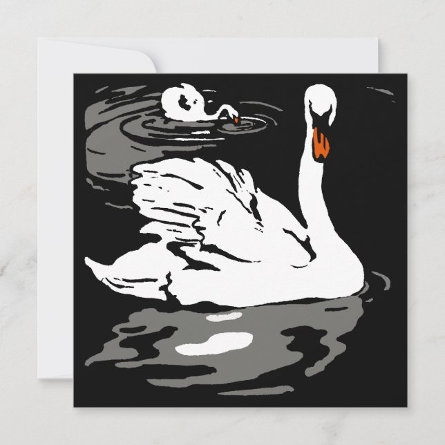 Schwäne von viktorianischen Holzschnitztieren Ankündigung (Vorderseite)